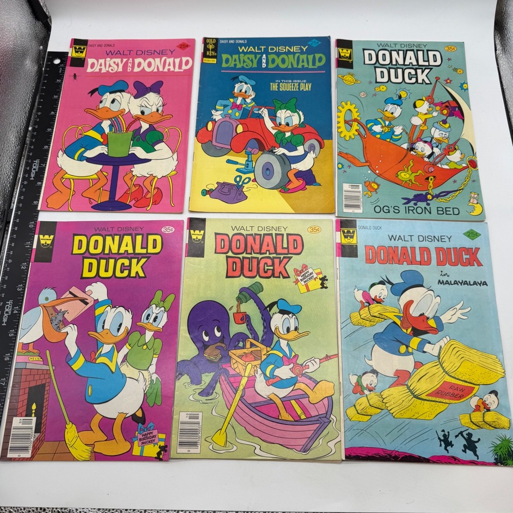 Vintage Walt Disney Donald Duck Daisy and Donald Comic Book Lot 6 Whitman Gold